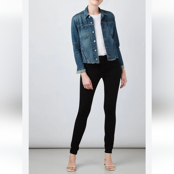 L'AGENCE Marguerite Velvet High Rise Skinny Pants, Noir (Black) 25 - Picture 2 of 13